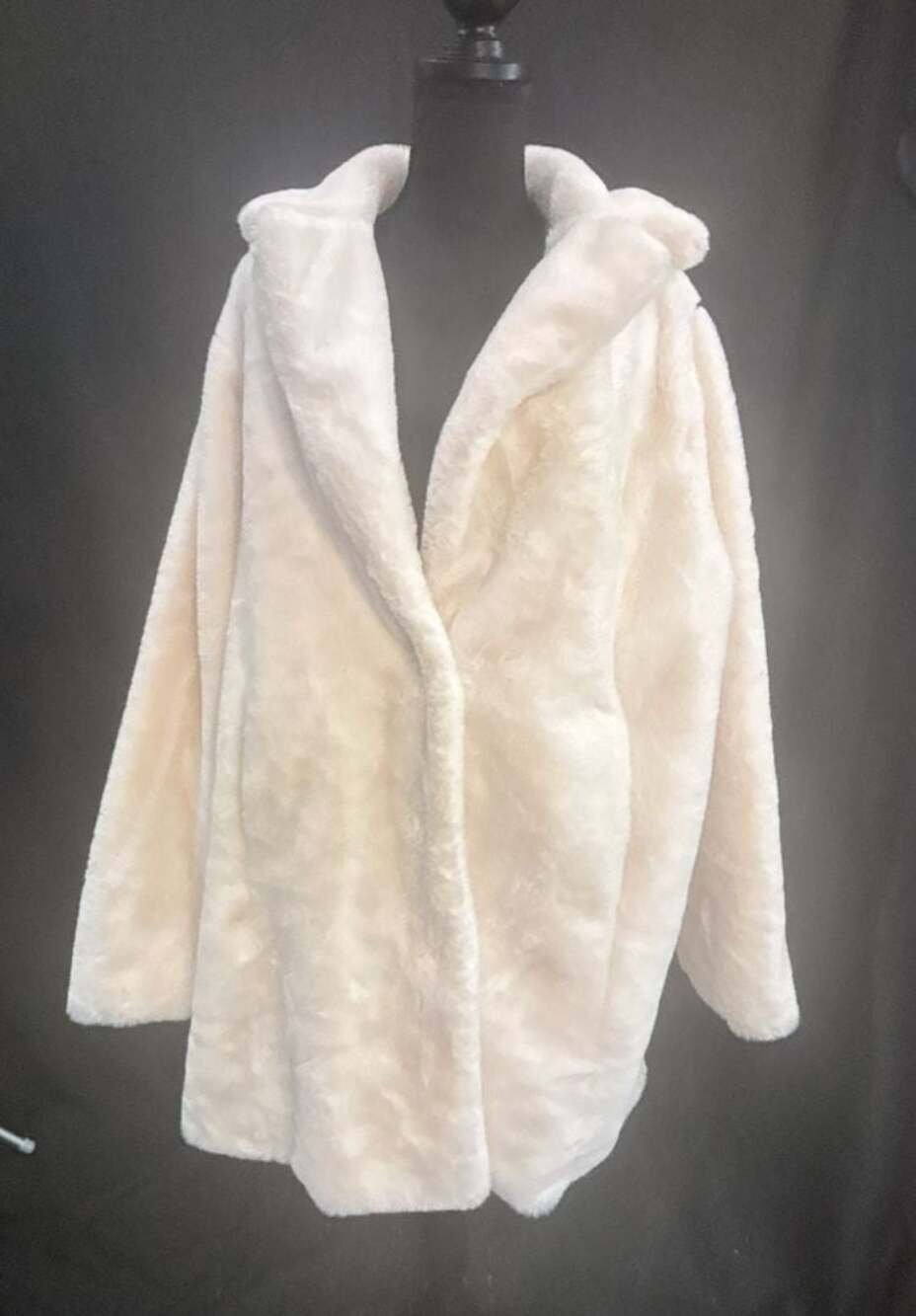 Torrid Cream Faux Fur Longline Open-Front Coat